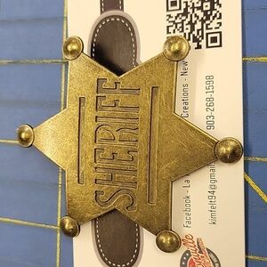Sheriff Star Copper Tone 2.5" Badge Pin Clasp